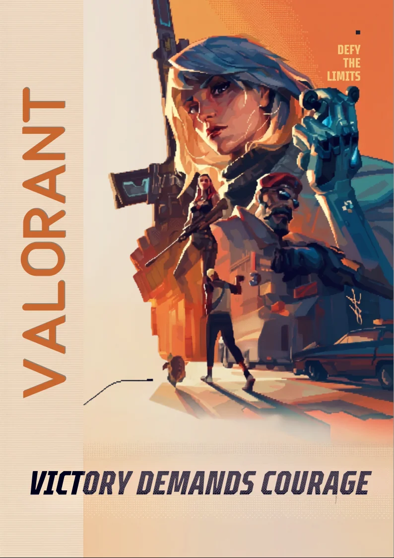 Pixel-art poster for Valorant