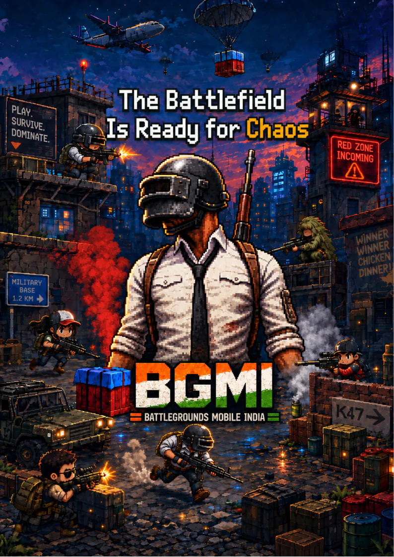 Pixel-art poster for BGMI