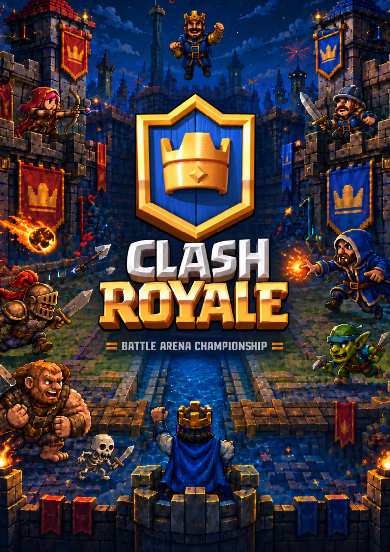 Pixel-art poster for Clash Royale