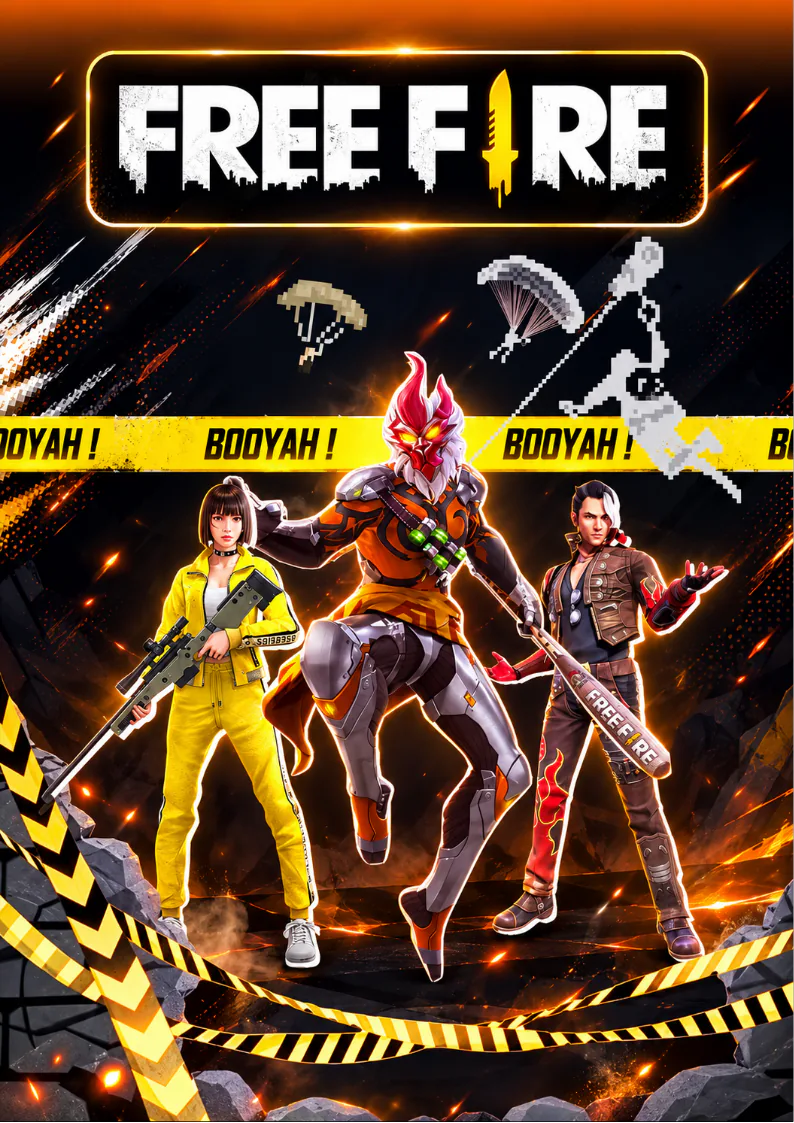 Pixel-art poster for Free Fire