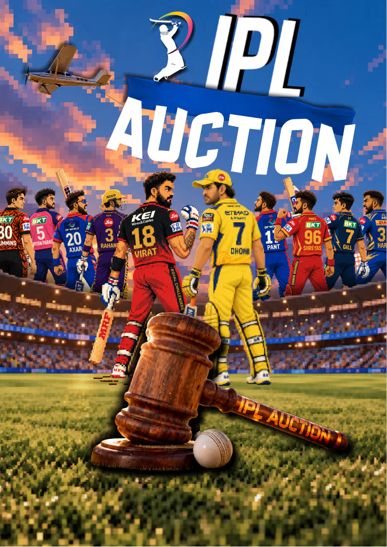 Pixel-art poster for IPL Auction