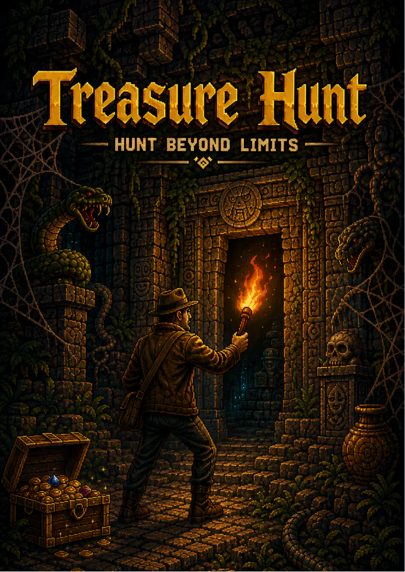 Pixel-art poster for Treasure Hunt